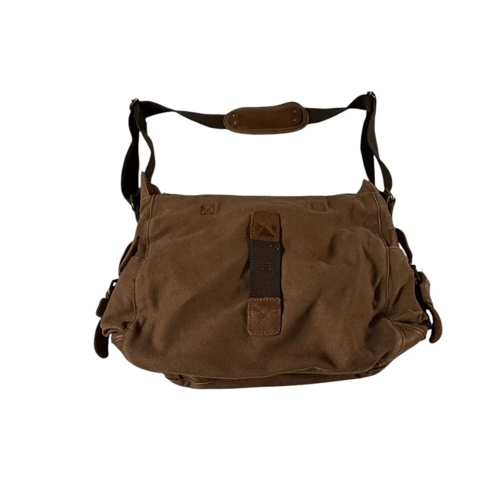 Military Canvas Leather Men Messenger Bag Shoulder Crossbody Bag Sturdy Muchuan